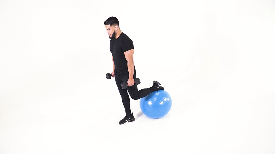 Dumbbell Bicep Curl on Stability Ball exercise