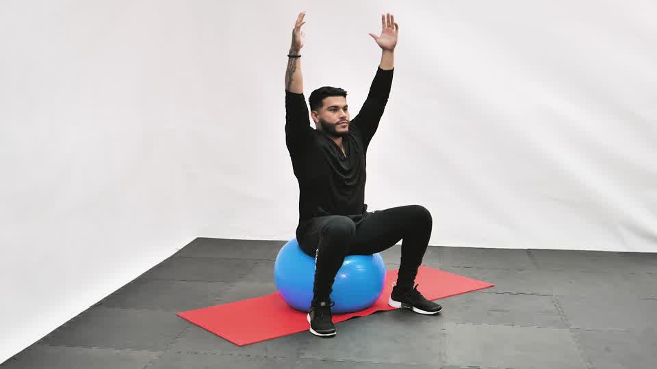 Stability Ball Half Moon Stretch