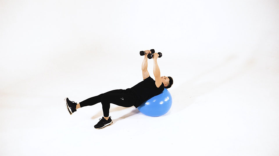 Dumbbell Single-Leg Fly (Stability Ball