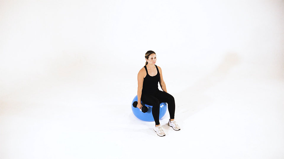 Dumbbell Alternating Hammer Curl (Stability Ball)