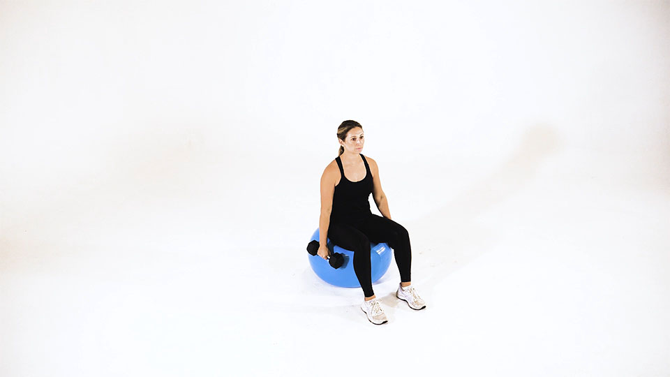 Dumbbell Hammer Curl on Stability Ball