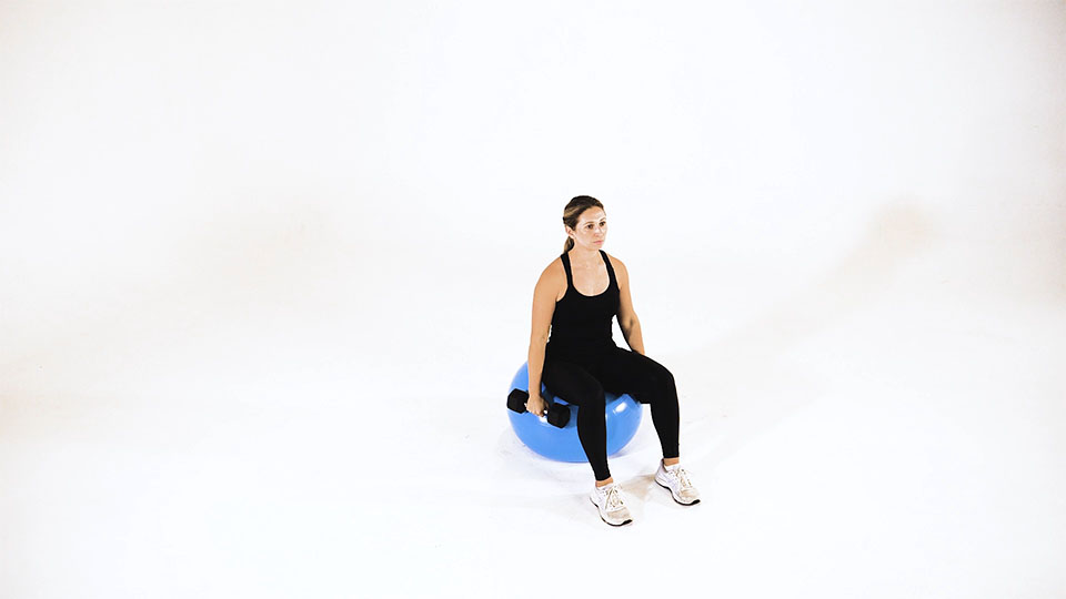 Dumbbell Alternating Lateral Raise (Stability Ball)