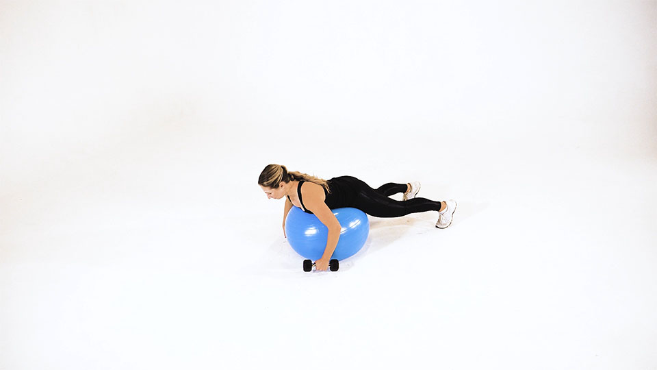 Dumbbell One-Arm Posterior Fly on Stability Ball