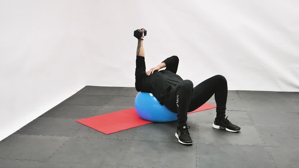 Dumbbell One-Arm Press (Stability Ball)