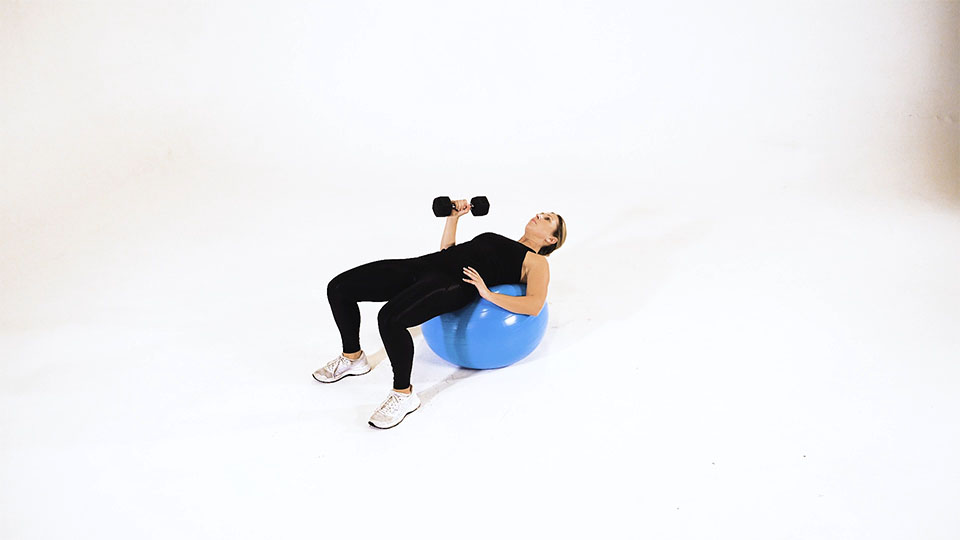 Dumbbell One-Arm Hammer Press (Stability Ball)