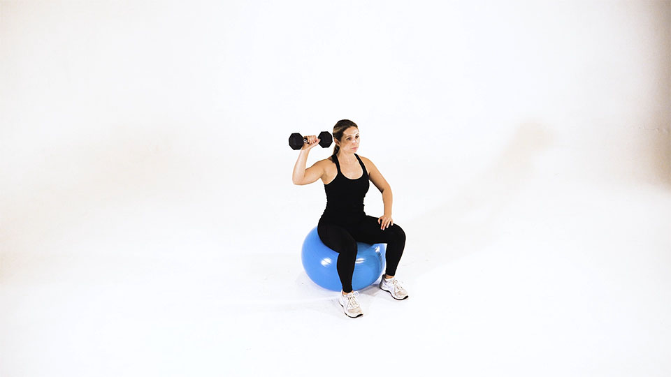 Dumbbell One-Arm Shoulder Press (Stability Ball) exercise