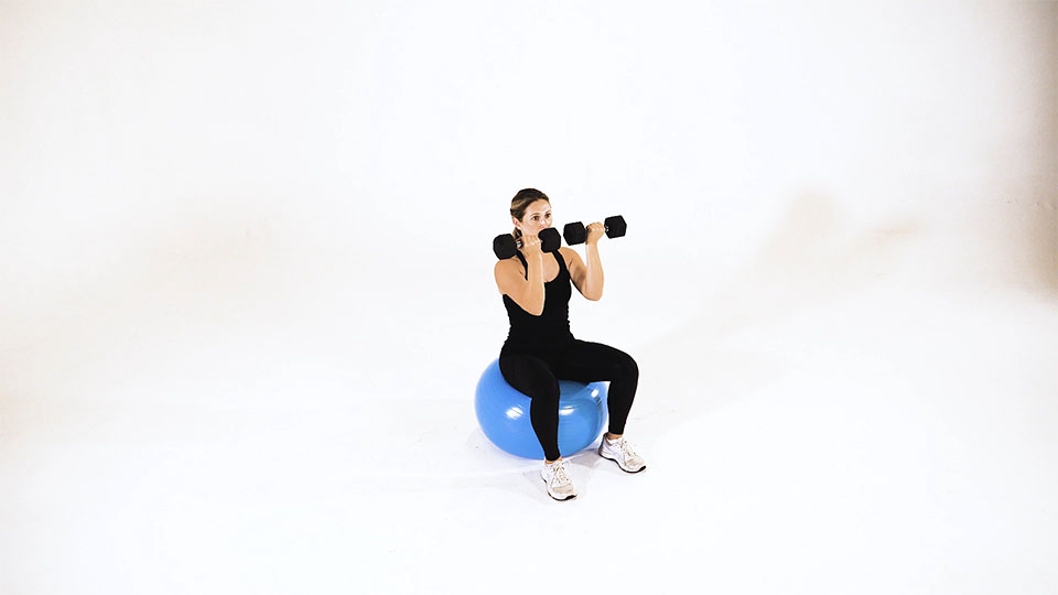 Dumbbell Arnold Press (Stability Ball) exercise