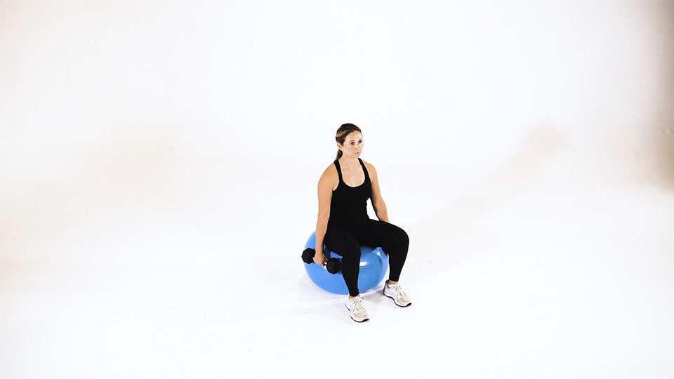 Dumbbell Shrug (Stability Ball) exercise