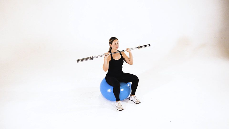 Barbell Press on Stability Ball exercise