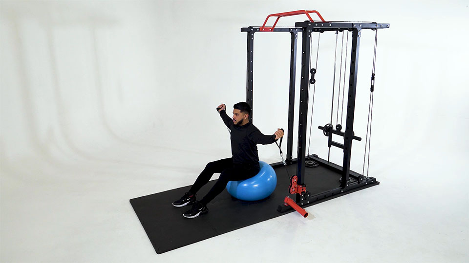 Cable Dual Overhead Curl (Stability Ball)