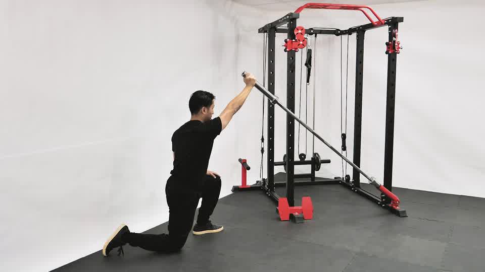 Barbell Landmine Kneeling One-Arm Press exercise